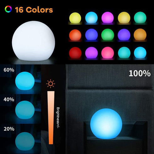 Borelor Lights,3-Inch IP68 16 Decorations(1 Pack) Floating Pool USB Rechargeable & Remote Control Globe Lamp Waterproof