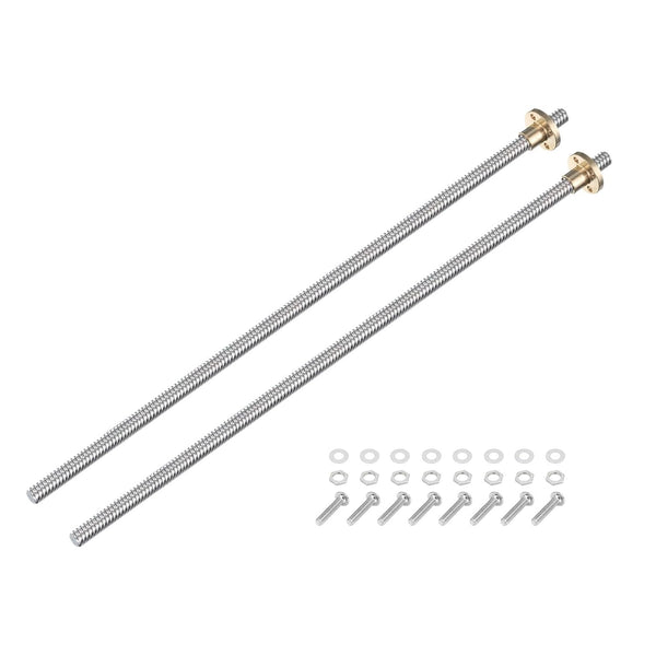 uxcell 2 Pcs 350mm / 14 Inch Tr8x4 Stainless Steel Lead Screw with T8 Brass Nut for 3D Printer Z Axis, CNC Machine