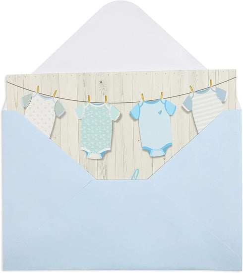 Pipilo Press 6 4 Inch Pack 60 Baby Shower Thank You Cards with Envelopes & Stickers for Boy - x Blue Clothesline Design