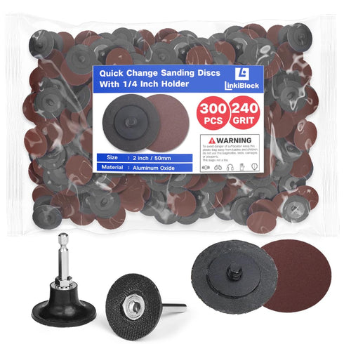 Linkiblock 300Pcs 2 inch R-Type Quick Change Aluminum Oxide Surface Conditioning Sanding Discs
