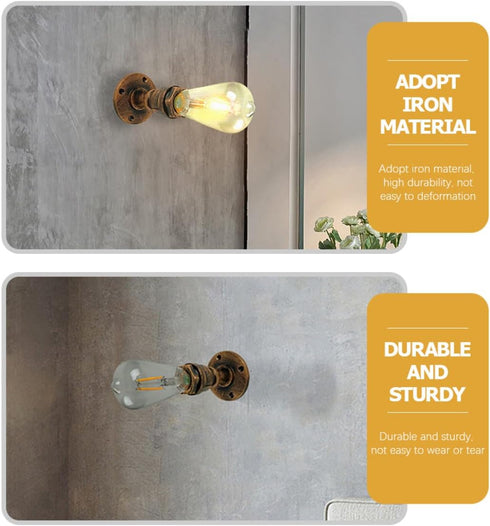 Bulb NUOBESTY Retro Industrial Wall Lamp Rust Finish Iron Pipe Bedside Wall Sconce for Bedroom Corridor Staircase