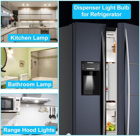 E12 LED Fridge Water Dispenser Light Bulb, 2W (15W Replacement), 120V T5 Tubular Appliance Bulb, 6000K Daylight White,