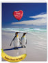 NobleWorks Big Animal Valentines Card with Envelope, Jumbo Notecard for Valentine's Day, Beach Penguins J3514VDG
