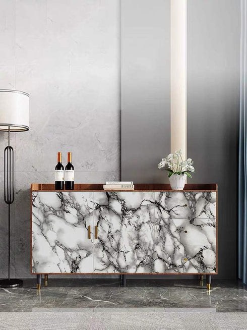 24"x197" Countertops 24"x197") Yancorp White and Black Contact Paper Peel and Stick Glossy Marble Wallpaper Marble