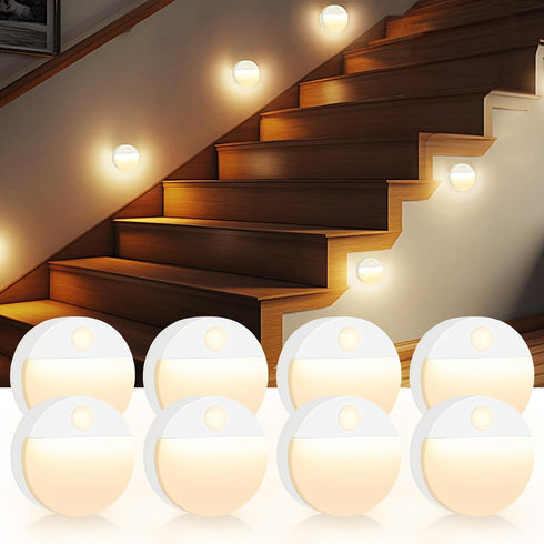 Guankai 8 Pack Motion Sensor Stair Light for Indoor, Battery Operated Night