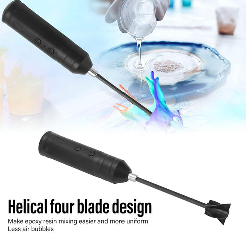 Resin Mixer, Rechargeable Powerful Slow Motor Handheld Electric Resin Stirrer with 4 PCS Replacement Rod for DIY Crafts