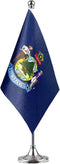 GentleGirl.USA Maine State Flag, Small Mini Desk Flag on Stand Base for US Festival Events Decoration