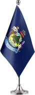 GentleGirl.USA Maine State Flag, Small Mini Desk Flag on Stand Base for US Festival Events Decoration
