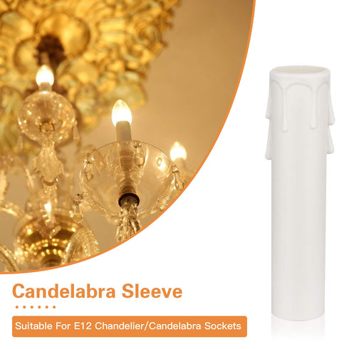 Helunsi 4 inch 12 Pack E12 4'' Chandelier Candle Sleeves, White Plastic Candle Light Socket Cover, DIY Slip Over Base