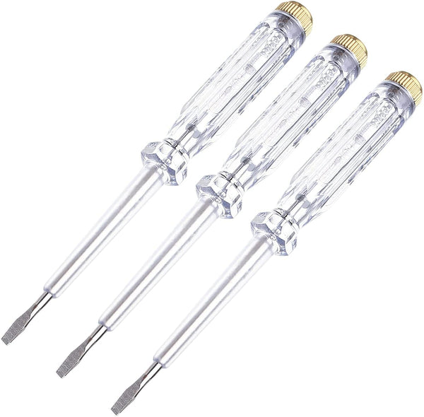 Fielect 3pcs Test Screwdriver, Voltage Detector Pen Light Circuit Tester Electric Test Pen AC/DC 100-500V