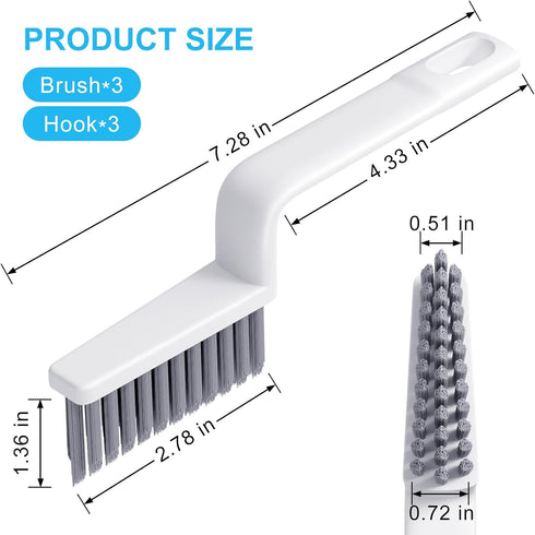 MIXVOVA 3 Set 3 V-Shaped Grout Cleaner Brush, Pcs Grout Brushes for Tile Floor, Handheld Grout Cleaning Brushes