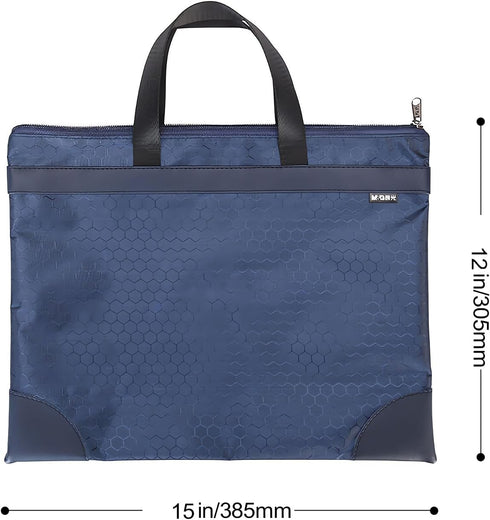 M&G Zipper Pouch with Handle, 12x15 in Large Pocket File Bag, A4 Document Storage Bag (Blue)