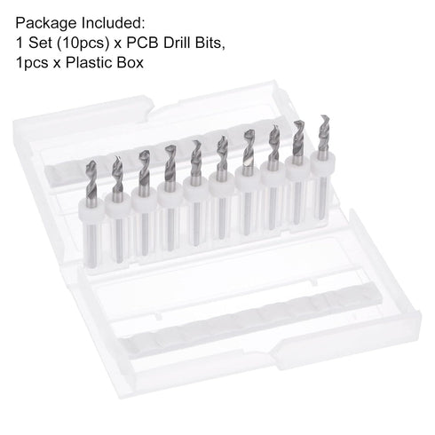 uxcell Micro PCB Drill Bit Set, 1/8" Shank Tungsten Carbide CNC Engraving Bits, 10pcs