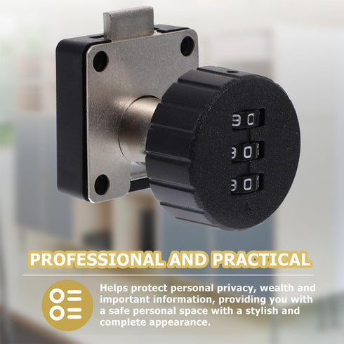 2pcs 3-Digit Set Combination Drawer Locks for File Cabinet Security, Black Round Surface Password Lock for Office Desk