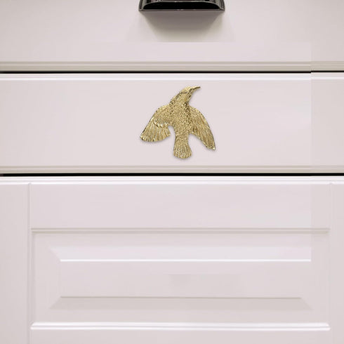jojofuny Brass Bird Handle Right Side Small Drawer Pull Vintage Cabinet Knob Kitchen Cabinet Hardware for Wardrobes