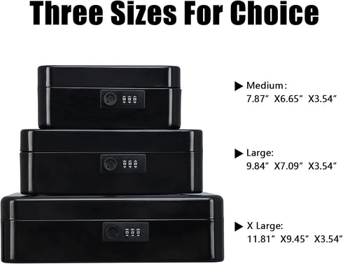 9.84"x 7.87"x 3.54" KYODOLED Large Cash Box with Combination Lock Safe Metal Money Box with Money Tray for Security