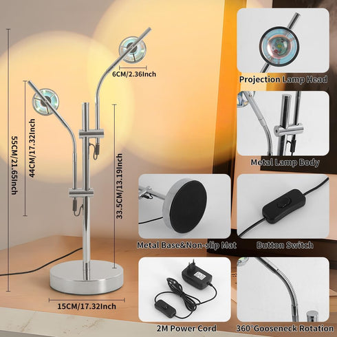 Sunset 2 360 Lamp Projector, Head Rotation Aura Light LED Table Lamp, Mood Lighting for Bedroom, Dorm, Photography