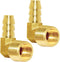 Joywayus Brass Hose Fitting, 90 Degree Elbow, 3/8" Barb x 3/8" NPT Male Pipe, Water/Fuel/Air (Pack of 2)