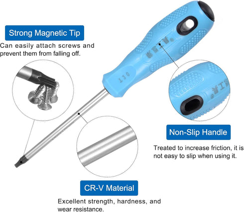 Magnetic Torx Screwdrivers T20, 6-Point Security Repair Tool with Hollow Hole for Electronics Repair Home Improvement