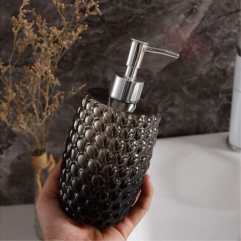 ERoomQ Art Soap Dispenser for Bathroom Kitchen Hotel, Ceramic Hand Sanitizer Bottle Nordic Luxury Plating Gradient