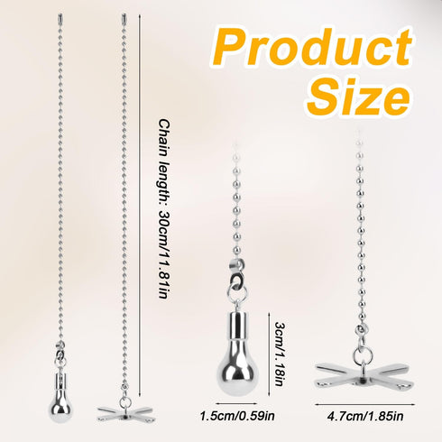 Gosknor 2pcs 11.81in Bulb Fan Pull Chain Extension, Decorative Pull Chain Extension with Light & Fan Cord Beaded Balls