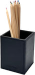 UnionBasic Square Pen Holder, Leather Pencil Cup, Desktop Caddy Stationery Organizer, Black