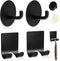 NEATABY 4 Pcs Black Razor Holder Bathroom Hooks Adhesive Heavy Duty Stainless Steel
