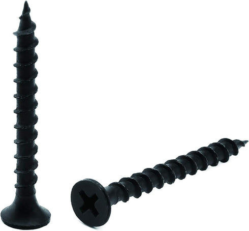 #7 x 1-3/8" Wood Screw, 100PCS Black Phosphate Coated Stainless Flat Truss Head Fast Self Tapping Screws