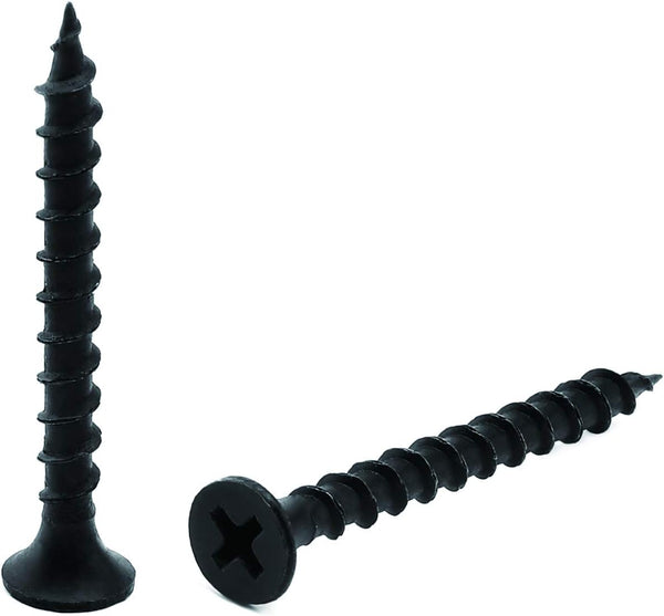 #7 x 1-3/8" Wood Screw, 100PCS Black Phosphate Coated Stainless Flat Truss Head Fast Self Tapping Screws