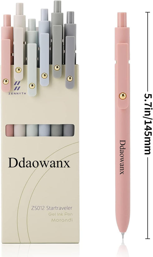Ddaowanx Gel Pens, 6 Pcs 0.5mm Quick Dry Black Ink, Fine Point Smooth Writing Pens, Cute Office Supplies