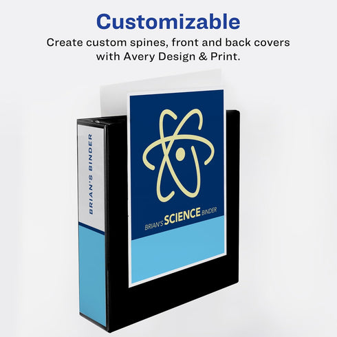 Avery Economy Showcase View 3 Ring Binder, 3 Inch Slant Rings, 1 Black Binder (19750)