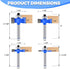 Mikniri 4 Set 1/4 Inch 6 Set, Pcs Rabbeting Router Bits Shank, Carbide Tipped Rabbet Router Bit with Bearings Router