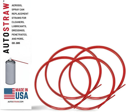ShopStraw AUTOSTRAW 50" Red Aerosol Can Replacement Straws, 4 Pack Universal fit for