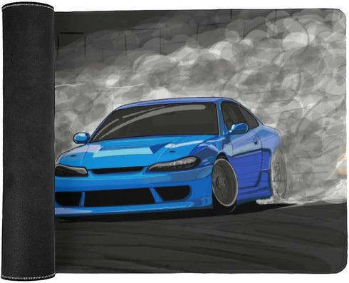 Large Gaming Mouse Pad, Drifting S13 and S15 JDM Car Desk Mat, Extended Keyboard Computer Pad, 40x90cm