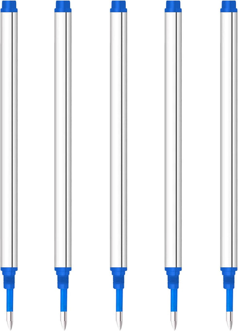 DunBong 5 Pack Spiral Refill, Replaceable Gel Ink Rollerball Refills, 0.5mm Medium Point, Blue