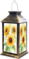 RAINFALLARING Solar Lights Outdoor Sunflowers Bouquet Watercolor Hand Painted Garden Hanging Solar Powered