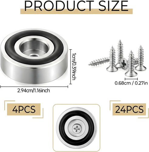 Oqqlin 4 1.16 0.39 Inch Pcs Cutting Board Feet, x Stainless Steel Boards Legs wth Non Slip Pads Cutting Board Feet