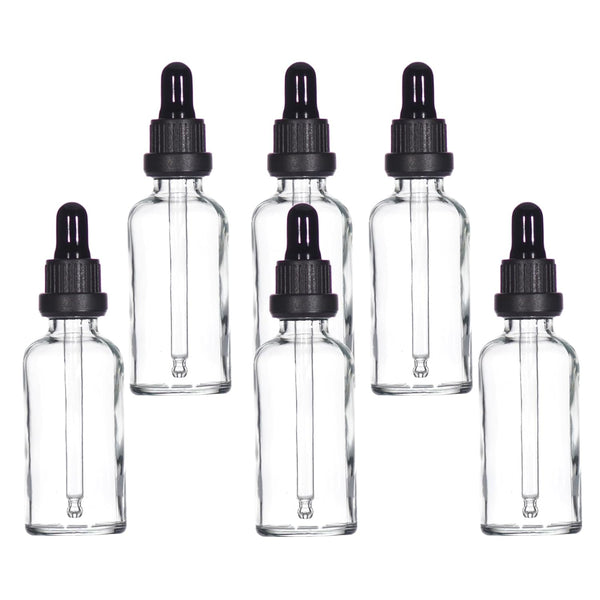 YIZHAO Clear Glass Dropper Bottle 2oz, Tincture Bottles with Glass Dropper, for Essential Oils, 6 Pcs