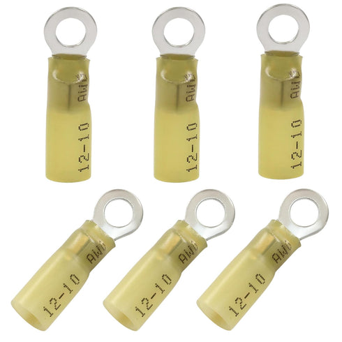 Hordion 100pcs Heat Shrink Ring Terminals #10 AWG 12-10, Waterproof Insulated Electrical Connectors for Automotive