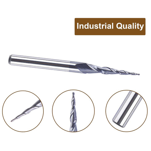 5Pcs 1/8 inch 0.25MM (0.5MM 3D SpeTool Tapered Ball Nose Carving End Mill Shank Radius Diameter) Tips Woodworking Tool