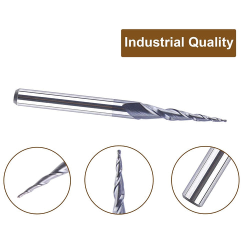 5Pcs 1/8 inch 0.25MM (0.5MM 3D SpeTool Tapered Ball Nose Carving End Mill Shank Radius Diameter) Tips Woodworking Tool