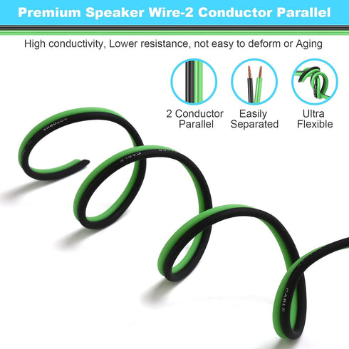 50FT 16/2 Gauge Power Ground Cable, 16 AWG Stranded Flexible Wire for Automotive, Battery Cable