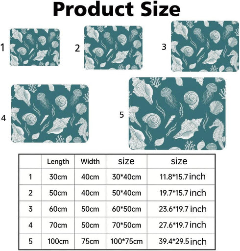 Generic 27. 6" X19. 7" Shell Conch Jellyfish Green Desk Mat Multifunctional Mouse Pad, Waterproof Office Decor Dual
