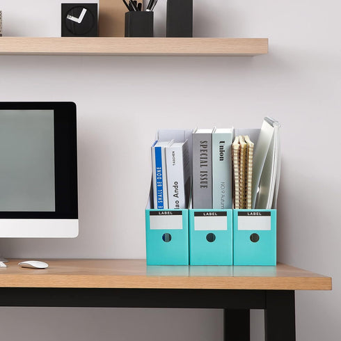 Thenshop 24 Pcs Cardboard Magazine File Holders - Magazine Book Bin Box with Label Sticker for Desk Shelves, Office