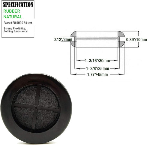1-3/8 in Rubber Grommets for Wiring, Double-Sided Rubber Plugs for Round Holes, 10 Pcs