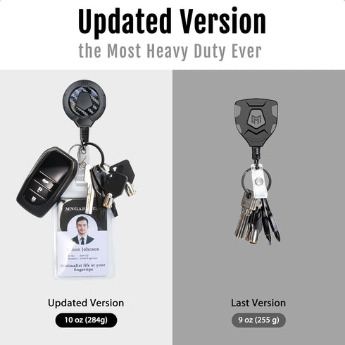 MNGARISTA Upgraded Heavy Duty Retractable Keychain with Belt Clip, 10 OZ Retraction, 2 Pack
