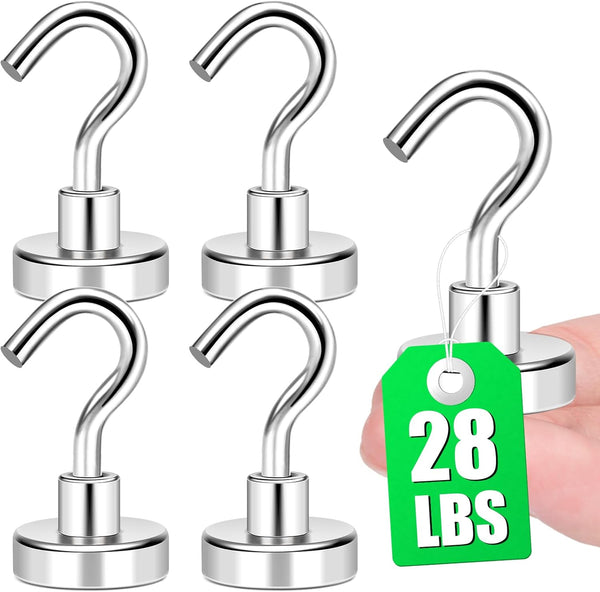 MIKEDE N52 Strong Magnetic Hooks - 28lbs Heavy Duty Earth Magnets with Hooks for Indoor & Outdoor Use