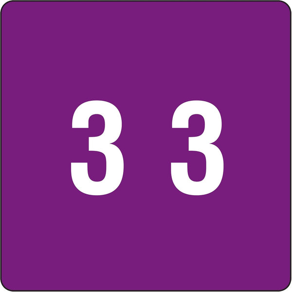Smead DCC Color-Coded Numeric Label, Purple, 250 Labels per Roll - 3, Label Roll (67423)