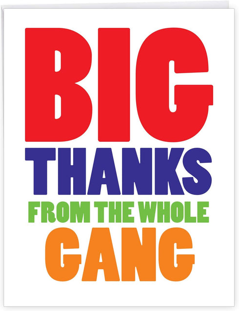 NobleWorks - Big Thanks From The Gang - Gratitude Thank You Card with Envelope (Extra Large 8.5 x 11 Inch) J6887TYG-US