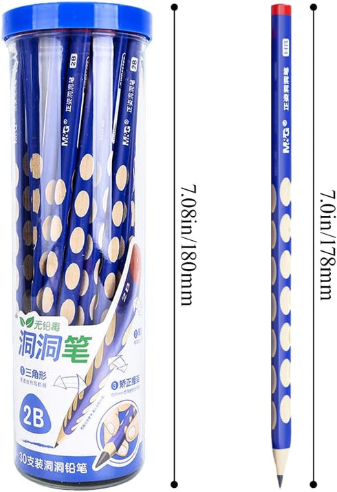 M&G 30 Pcs Triangular Pencils, 2B Pencils with Grip Correction, Wood Graphite Pencils Non-Breakable Lead, Suitable for Writing, Drawing, and Sketching by M&G